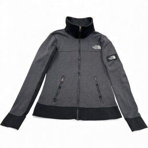 The North Face Gray Black Stretch Full Zip Training Running Jacket Women's Small